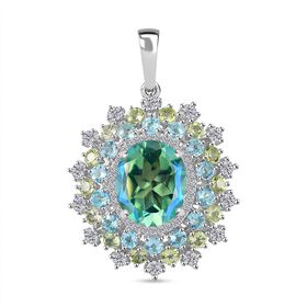 AA Pfau Quarz Triplett, Paraiba Apatit, Peridot und Zirkon Anhänger - 8,10 ct.