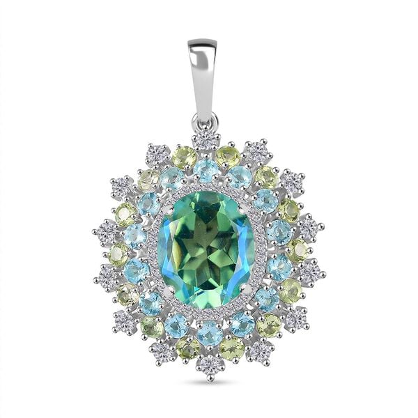 AA Pfau Quarz Triplett, Paraiba Apatit, Peridot und Zirkon Anhänger - 8,10 ct. image number 0