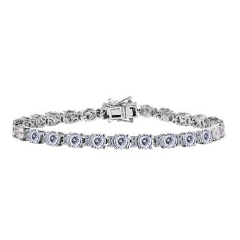 100 Facetten Moissanit Armband ca. 19 cm 925 Silber rhodiniert ca. 12.83 ct
