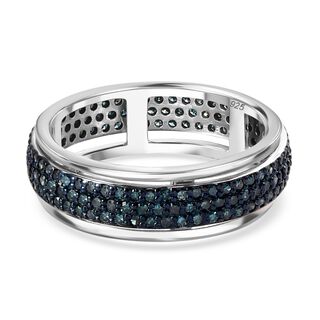 Blauer Diamant Spinning Ring 925 Silber platiniert (Größe 16.00) ca. 1,00 ct
