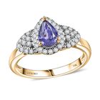 AAA Lila Saphir, Weißer Diamant Ring 417 Gold (Größe 16.50) ca. 1,15 ct