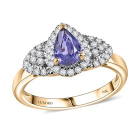 AAA Lila Saphir, Weißer Diamant Ring 417 Gold (Größe 16.50) ca. 1,15 ct