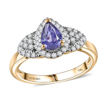 AAA Lila Saphir, Wei&szlig;er Diamant Ring 417 Gold (Gr&ouml;&szlig;e 16.50) ca. 1,15 ct