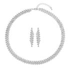 Weiße Kristall-Halskette und Ohrringe in Silberton - 12 ct. image number 0
