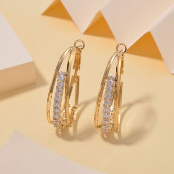 Wei&szlig;e Kristall Ohrringe, goldfarben