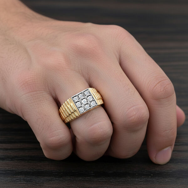 D'Joy wei&szlig;er Diamant Herrenring image number 3