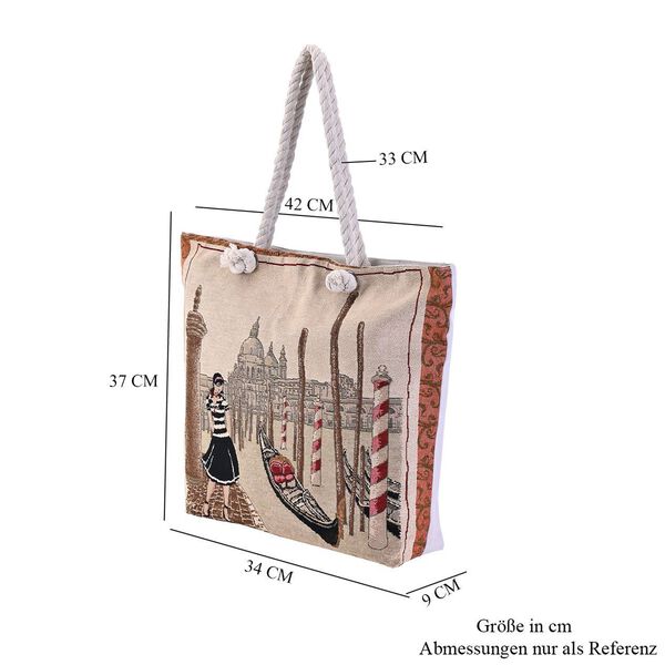 Jacquard gewebte Jute-Tasche, Suzani rot image number 11