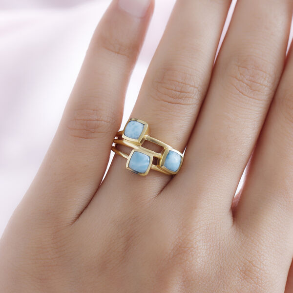 Larimar-Ring, 925 Silber vergoldet  ca. 2,52 ct image number 3