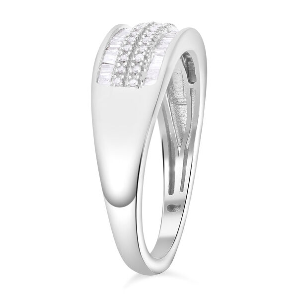 Weißer Diamant Ring, 925 Silber platiniert, (Größe 19.00) ca. 0.33 ct image number 4