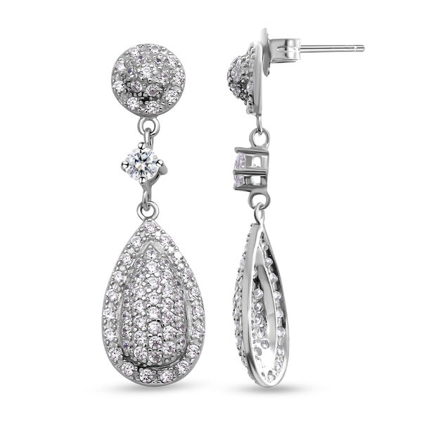 LUSTRO STELLA - Wei&szlig;e Zirkonia-Ohrringe, 925 Silber rhodiniert image number 3