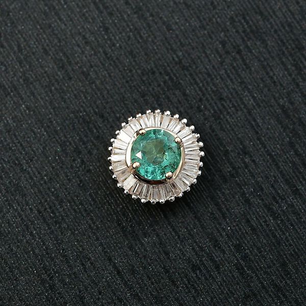 AAA Kagem sambischer Smaragd und Diamant Anh&auml;nger in 375 Gold - 0,62 ct. image number 2