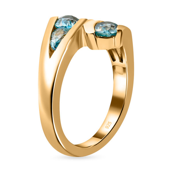 Kambodschanischer blauer Zirkon Bypass Ring 925 Silber vergoldet  ca. 2,27 ct image number 3