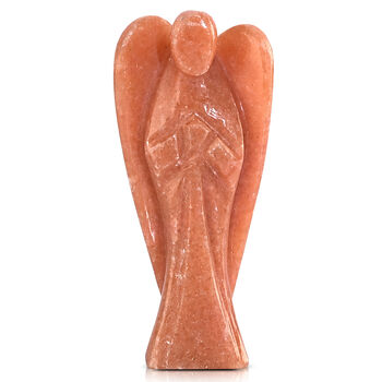 LIVMORE handgeschnitzte Schutzengel Figur, Roter Aventurin, 7,62cm