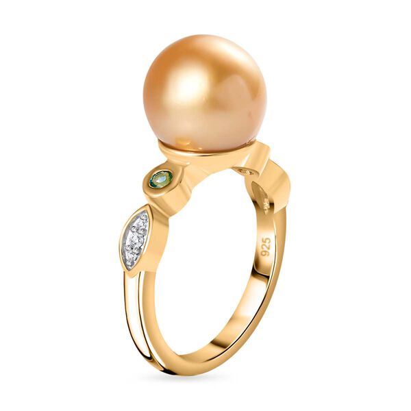 AA goldener S&uuml;dseeperle, Smaragd und Moissanit-Ring - 8,23 ct. image number 5