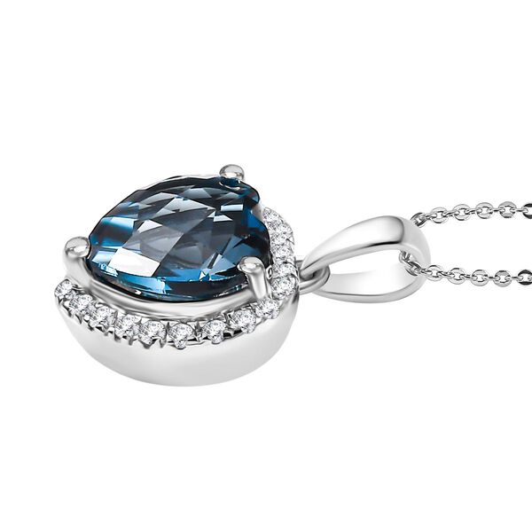 AA London Blau Topas, Wei&szlig;er Zirkon Schmuckset ca. 50 cm 925 Silber rhodiniert ca. 2.32 ct image number 3