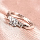 Weißer Moissanit 3 Stein Ring 925 Silber Rhodium-Überzug image number 1