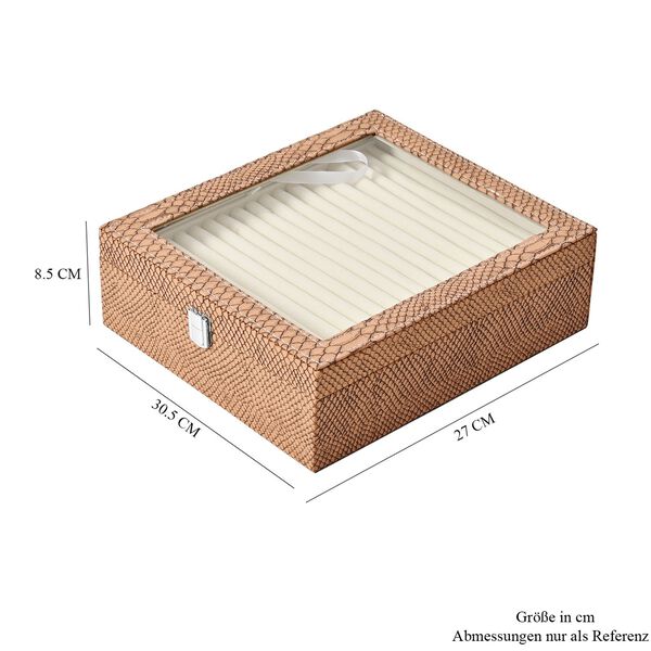 2-lagige Schlangenhaut-Design Ringkaste für 300 Ringe 30.5x27x8.5cm, Braun image number 7