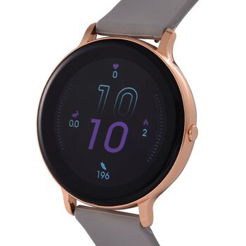 STRADA Hiwatch Plus Elegante Smartwatch - Ros&eacute;gold mit Grauem Silikonarmband, umfassende Gesundheits- und Sportfunktionen, Bluetooth 5.0