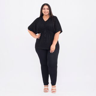 TAMSY - Designer glitzer Tunika Bluse, Schwarz