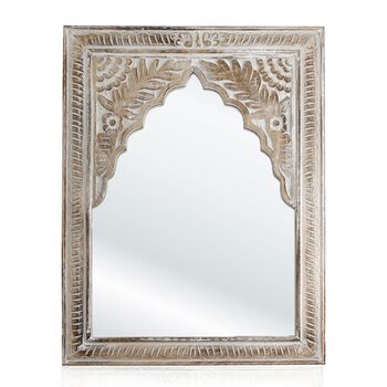 NAKKASHI - handgefertigter Wandspiegel aus Mangoholz, 61 x 45 cm