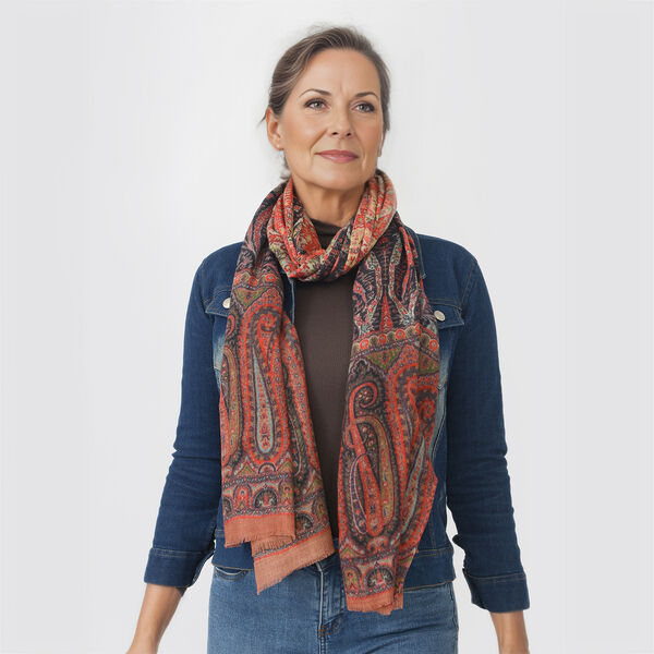 LA MAREY - 100% Kaschmirwolle Schal mit Paisley Muster, 70 x 190cm, Paisley image number 0
