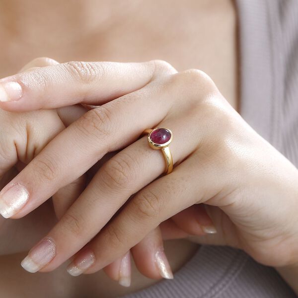 AA Afrikanischer Rubin (Fissure gef&uuml;llt) Ring 925 Silber Gelbgold Vermeil (Gr&ouml;&szlig;e 16.00) ca. 2,98 ct image number 3