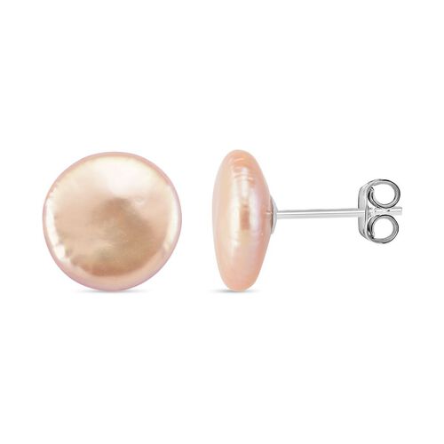 Lila Keshi Perle Münz Ohrstecker image number 0