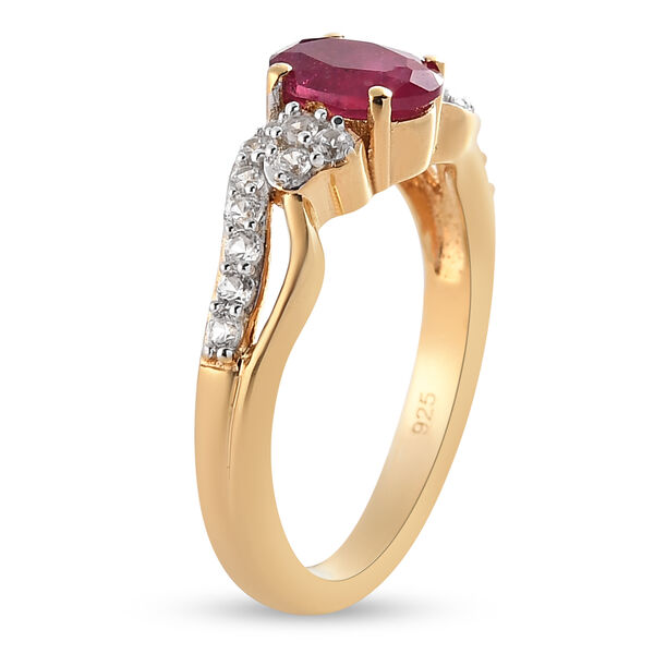 Afrikanischer Rubin und Zirkon-Ring, (Fissure gef&uuml;llt), 925 Silber vergoldet image number 6