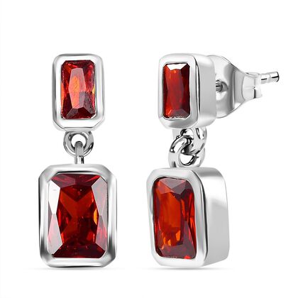 LUSTRO STELLA - Rote Zirkonia Ohrringe, 925 Silber