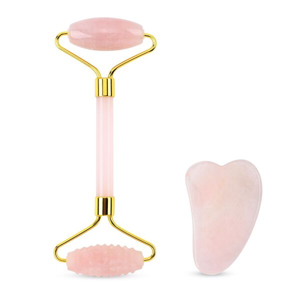 Edelstein Gesichtsroller mit Marmor Gua Sha Massage Set, Anti-Aging, weiß Marmor
