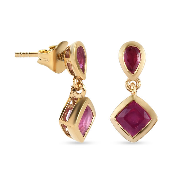 Afrikanisher Rubin(Fissure gef&uuml;llt) Ohrh&auml;nger 925 Silber vergoldet ca. 2,76 ct&nbsp; image number 4