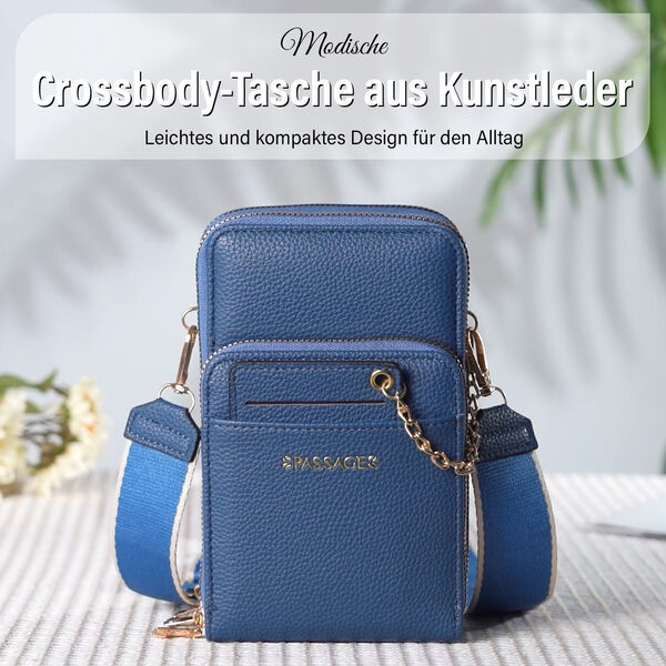 PASSAGE Crossbody Tasche, 18x6,5x11cm, Blue image number 1