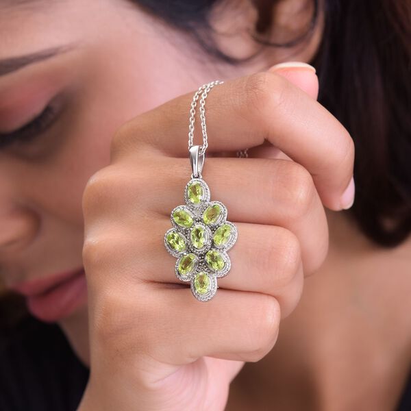 Nat&uuml;rlicher Peridot Anh&auml;nger, Edelstahl ca. 4.41 ct image number 3