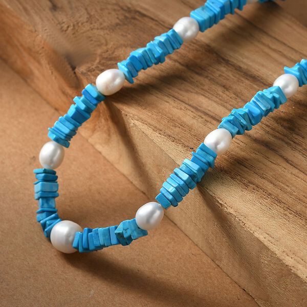 Türkis und Süßwasserperle Halskette, 45cm image number 2
