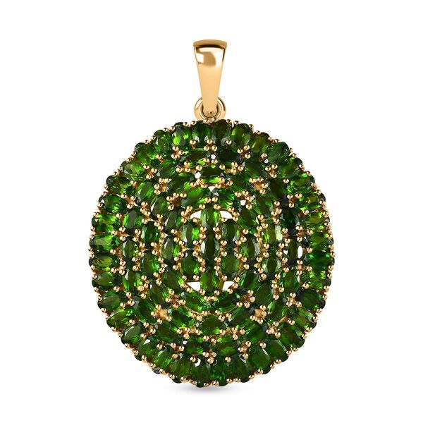 Nat&uuml;rlicher Chromdiopsid Anh&auml;nger, 925 Silber vergoldet, ca. 22.78 ct