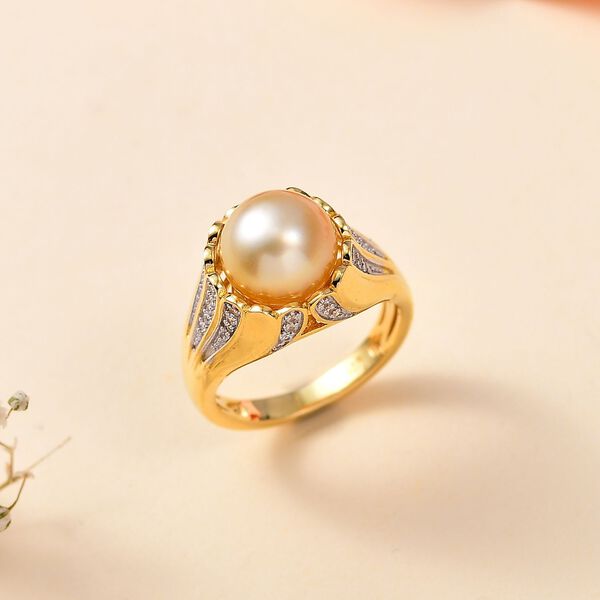 AA goldener S&uuml;dseeperle und Zirkon-Ring image number 9