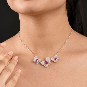 GP Trionfo Kollektion - AA Afrikanische Rubin, Zirkon und Kanchanaburi blaue Saphir-Halskette, 45cm - 4,95 ct.