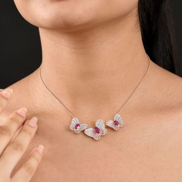 GP Trionfo Kollektion - AA Afrikanische Rubin, Zirkon und Kanchanaburi blaue Saphir-Halskette, 45cm - 4,95 ct. image number 4