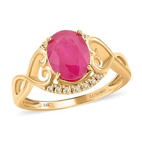 LUXORO AAA Mosambik Rubin und G-H I2 Diamant Ring in 585 Gelbgold- 2,40 ct.