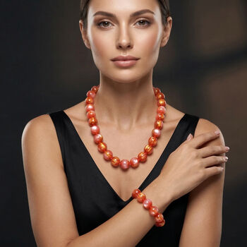 Simuliertes flexibles Kirschquarz-Armband und 45+5cm Halskette