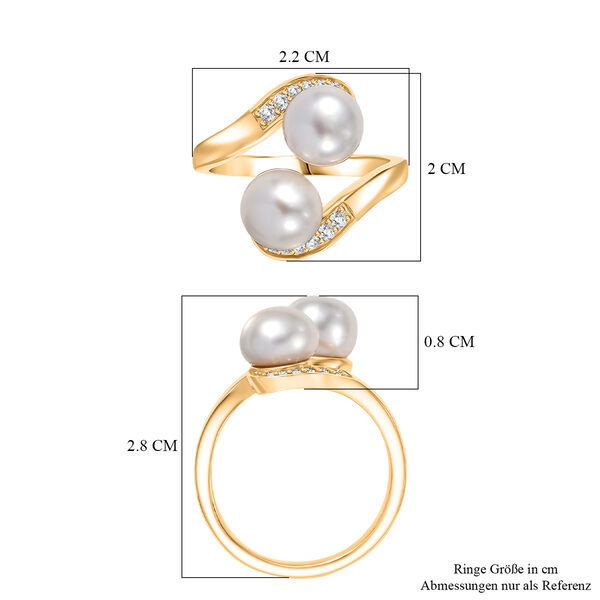 EverTrue S&uuml;&szlig;wasser Perle und Zirkon Bypass Ring image number 6