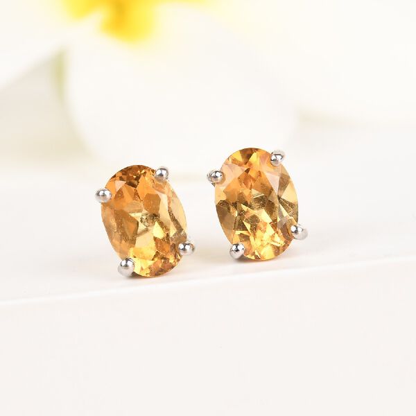 Citrin Ohrstecker 925 Silber platiniert ca. 1,50 ct image number 1
