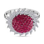 JCK Vegas Designer Schmuck Quarzit, Weißer Zirkonia Ring 925 Silber rhodiniert (Größe 19.00)