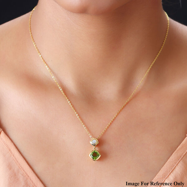 Natürlicher Peridot und Zirkon-Anhänger, 925 Silber vergoldet ca. 1,55 ct image number 3