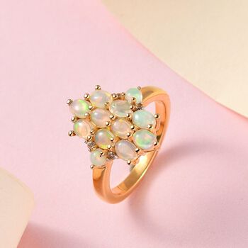 Nat&uuml;rlicher, &auml;thiopischer Welo Opal und Zirkon-Ring - 1,32 ct.