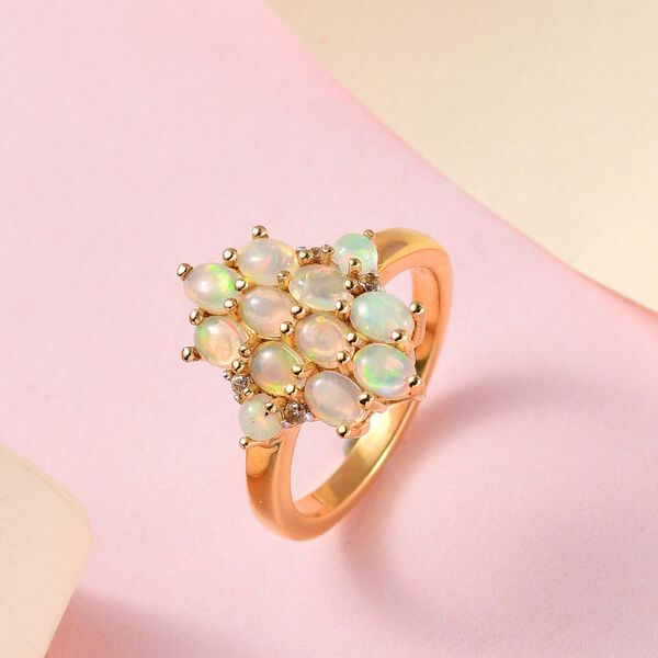 Nat&uuml;rlicher, &auml;thiopischer Welo Opal und Zirkon-Ring - 1,32 ct. image number 2