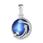 D'Joy Aurora Mondstein, Weißer Zirkon Anhänger 925 Silber rhodiniert ca. 3.92 ct