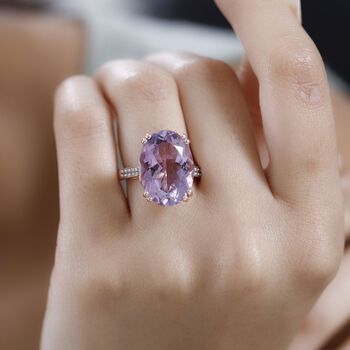 Rose De France Amethyst und Zirkon Cocktail Ring - 12,13 ct.