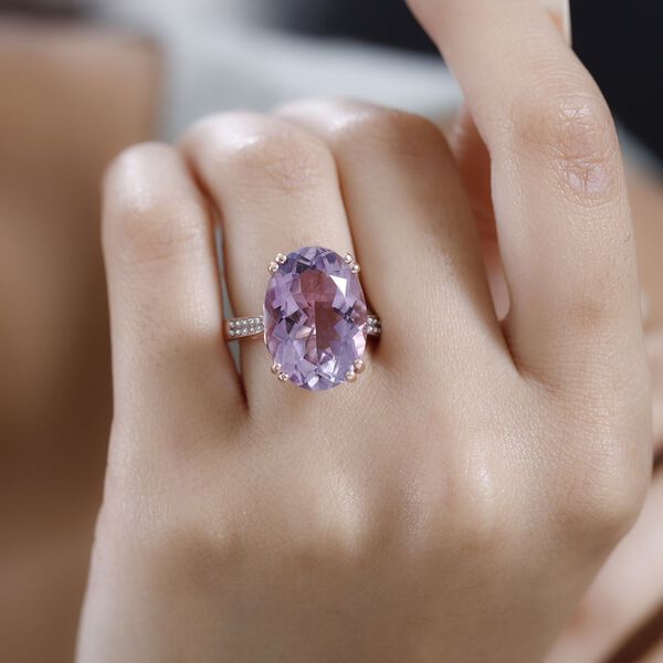 Rose De France Amethyst und Zirkon Cocktail Ring - 12,13 ct. image number 3