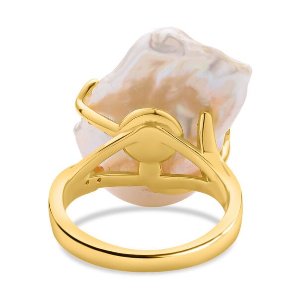Baroque Perle und weißer Zirkon-Ring - 0,12 ct. image number 6
